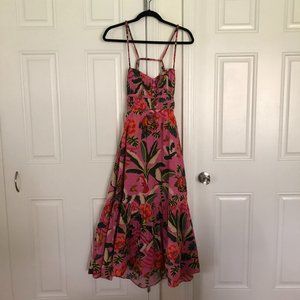 Farm Rio (Small) Pink colorful floral backless dress